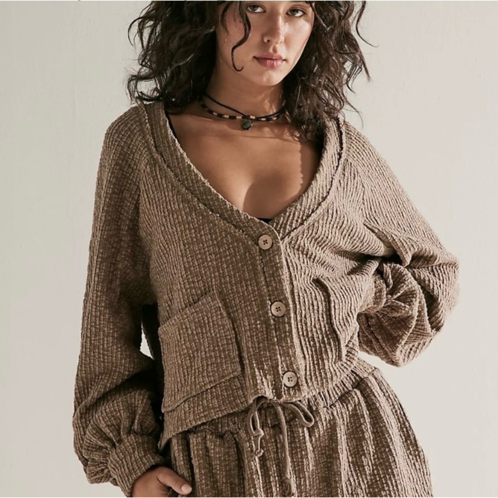 Free People Puffy Sleeve Cardigan